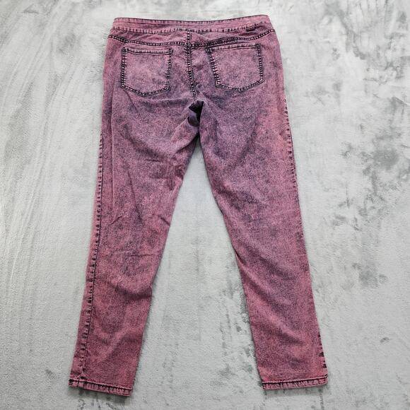 Vintage Y2K GLO Jeans Womens 17 Juniors Pink Stone Wash Mid Rise Skinny Pleated - Picture 3 of 13
